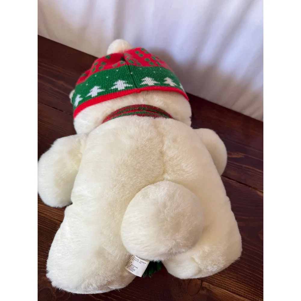 Vintage 1986 Dayton Hudson Santabear Plush White Polar Bear Hat Scarf 17 inch